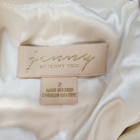 Jenny Yoo Long Bishop Sleeve Wedding Dress Deep V Back Gown White Ivory Size 2 - Picture 10 of 10